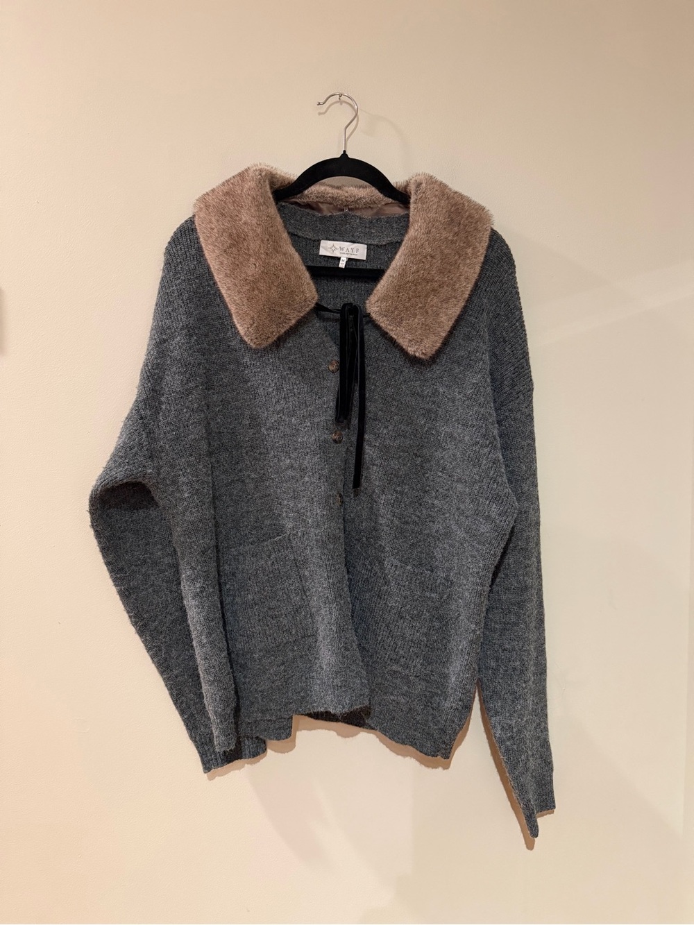 WAYF Gray Button Up Sweater - Picture 3 of 10